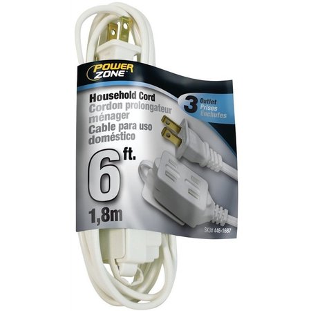 POWERZONE Cord Ext Indr 16/2Sptx6Ft Wht OR660606
